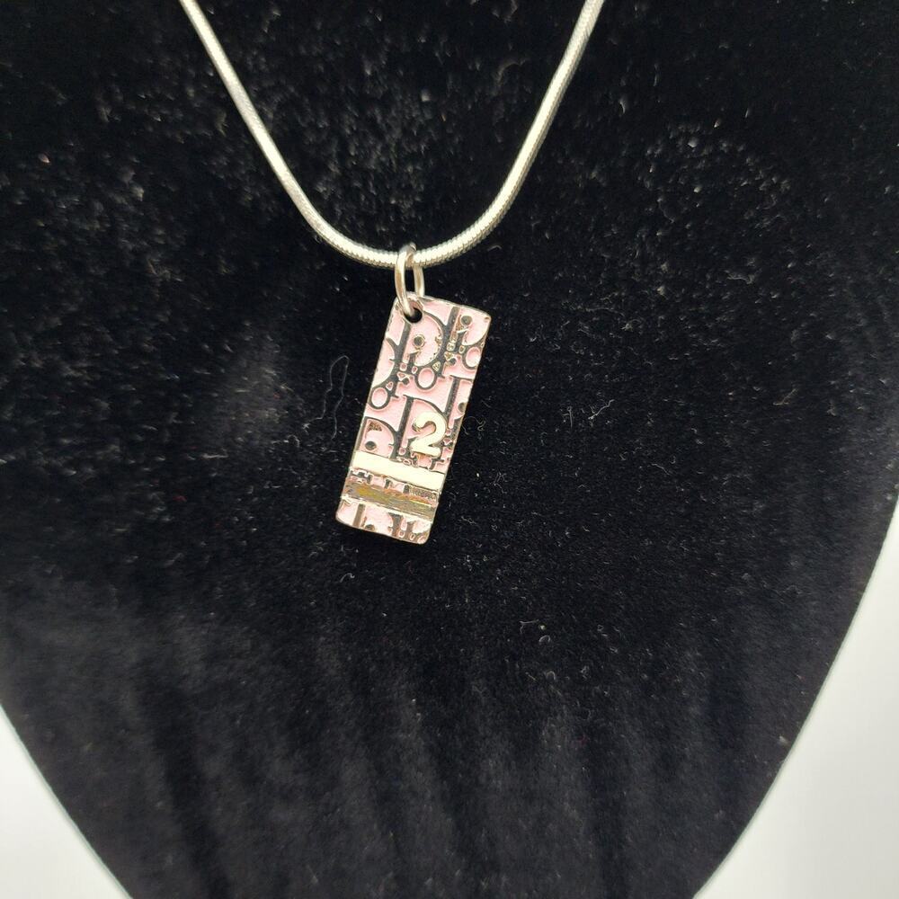 CHRISTIAN DIOR #2 Trotter Necklace Pink/Silver Tone Metal - Picture 1 of 9